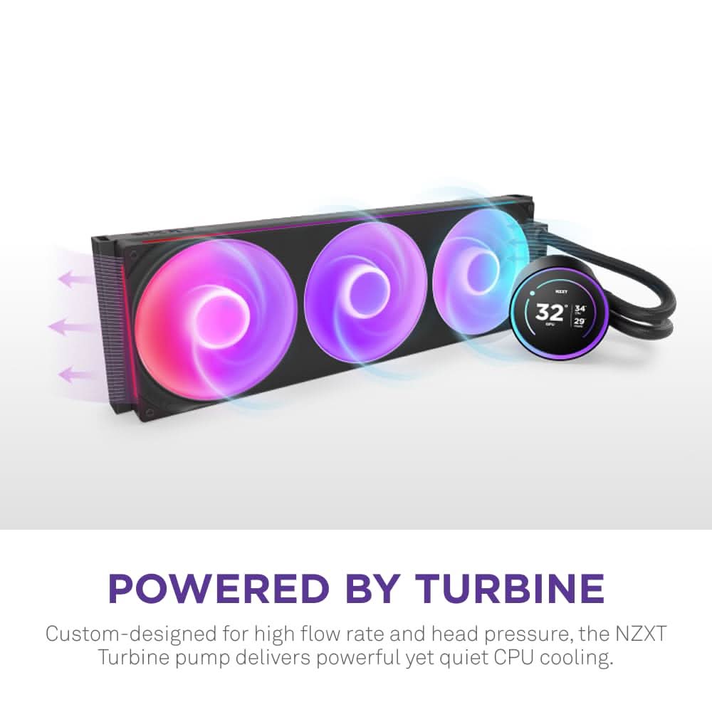 NZXT Kraken Elite 420 RGB 420mm CPU Liquid Cooler (Black) - RL-KR42E-B2