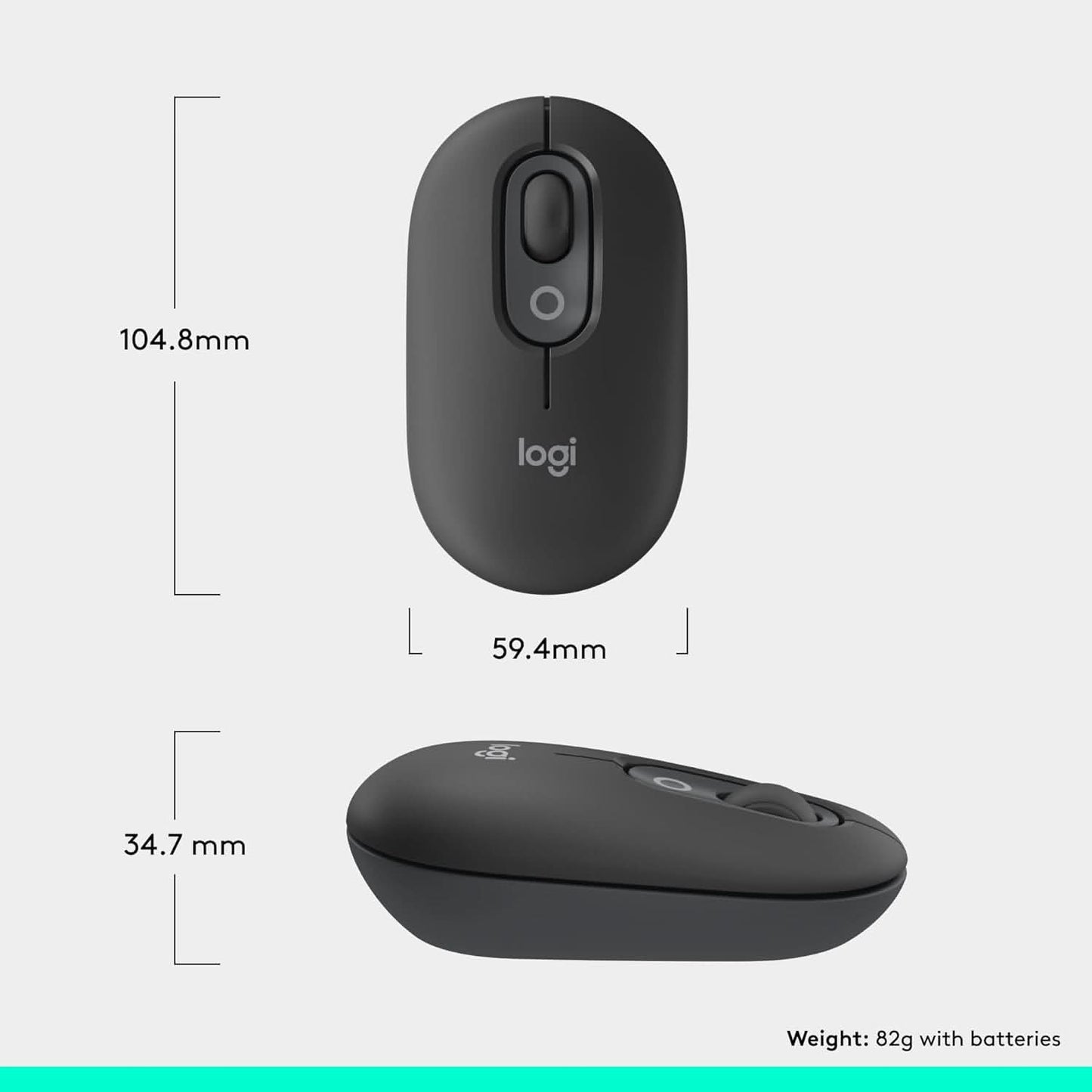 Logitech POP ICON Compact and Portable Wireless Bluetooth Mouse - Graphite