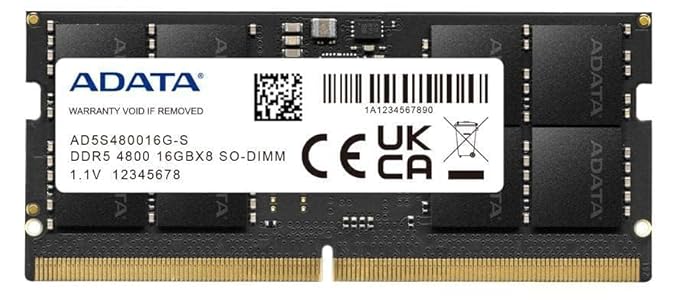 ADATA 16GB 4800MT/S DDR5 SO-DIMM LAPTOP RAM (AD5S480016G-S)