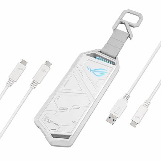 ASUS ROG Strix Arion White M.2 NVMe SSD Enclosure-USB3.2 Gen 2x1 Type-C (10Gbps), Dual USB-C to C and USB-C to A