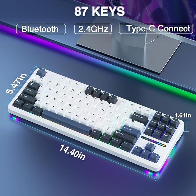 AULA F87 SMOKE BLUE GRAYWOOD SWITCH MECHANICAL GAMING KEYBOARD