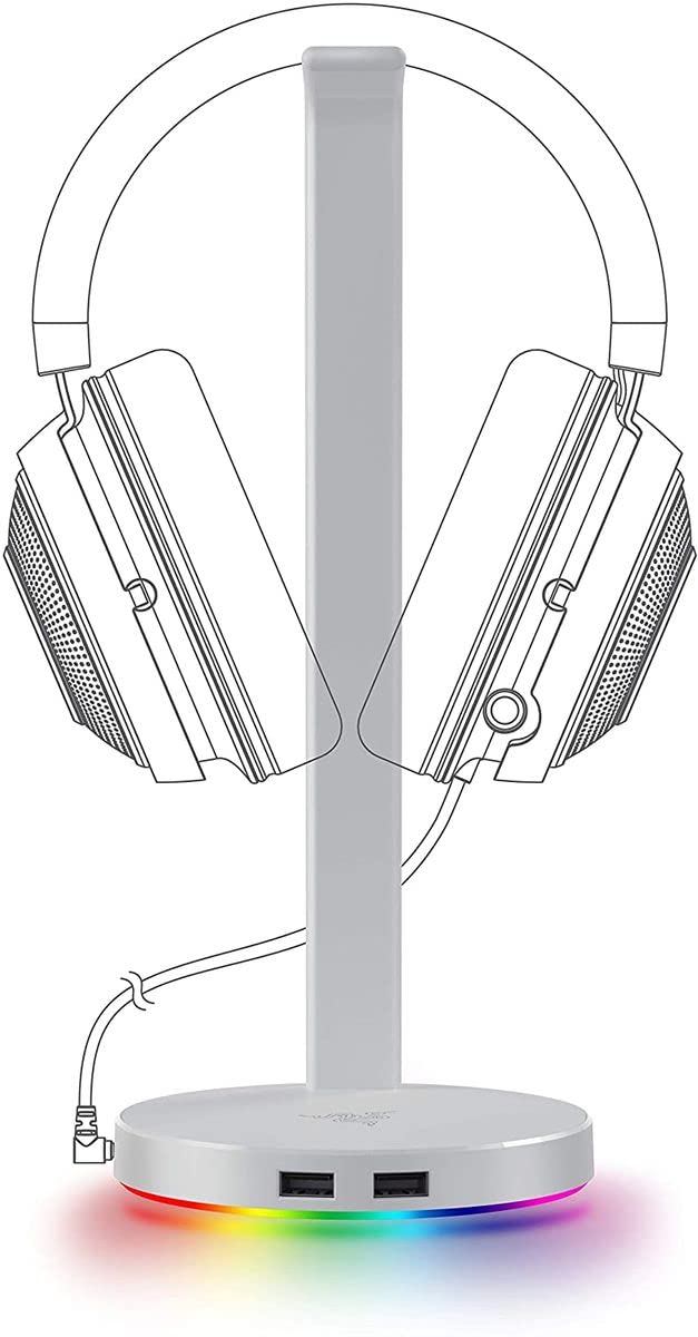 RAZER BASE STATION V2 CHROMA - CHROMA ENABLED HEADSET STAND WITH USB 3.1 HUB AND 7.1 SURROUND SOUND - MERCURY