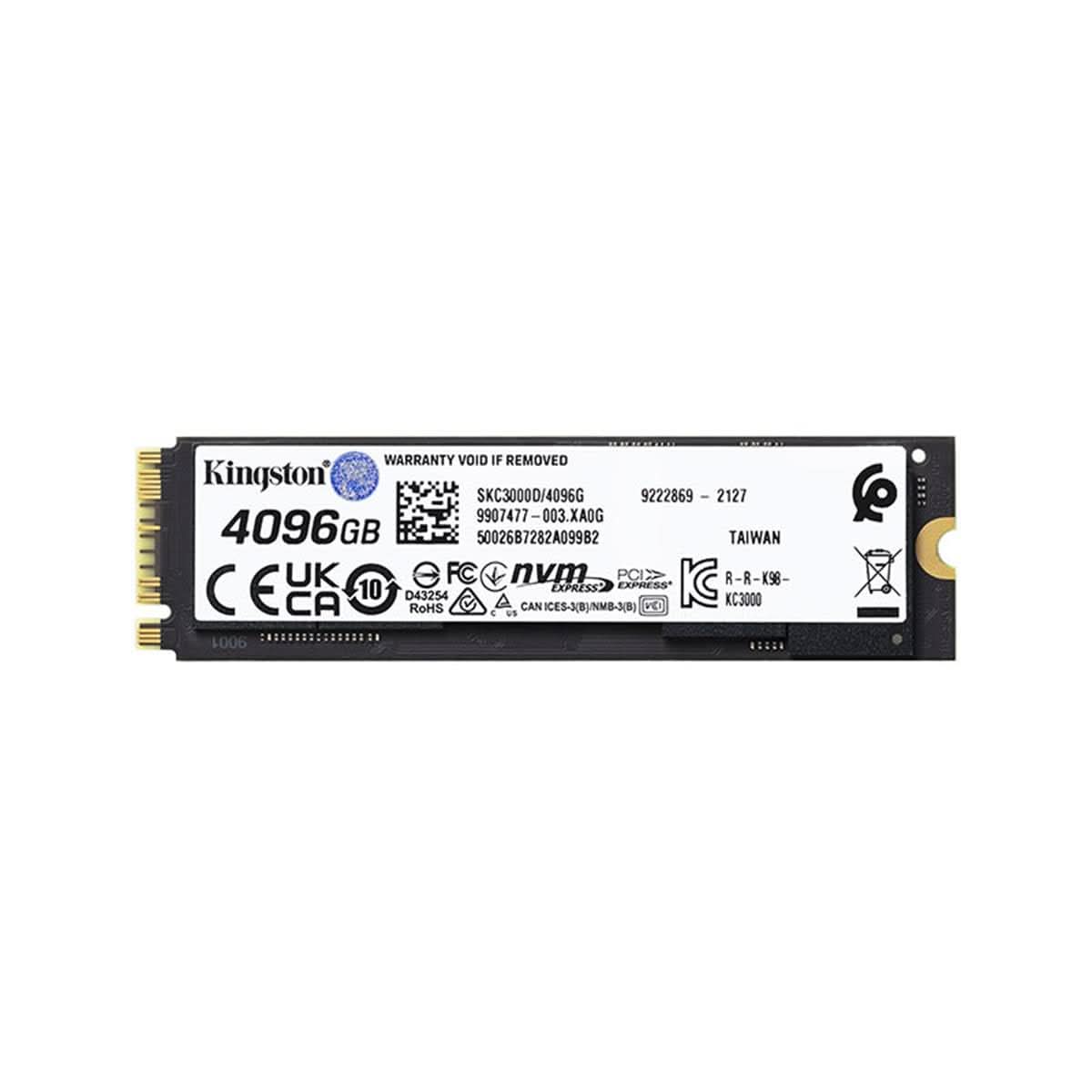 KINGSTON KC3000 PCIE 4.0 NVME M.2 SSD - HIGH-PERFORMANCE STORAGE FOR DESKTOP AND LAPTOP PCS -SKC3000D/4096G, 7,000MB/S READ, 7,000MB/S WRITE, BLACK