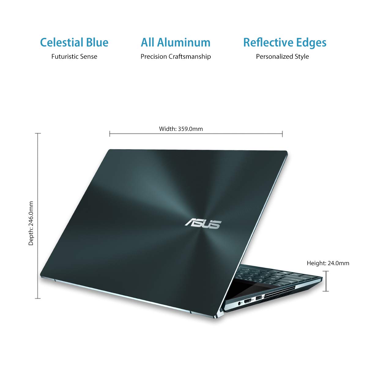 ASUS ZENBOOK PRO DUO UX581 INTEL CORE I7 9TH GEN 15.6" 4K UHD OLED TOUCHSCREEN LAPTOP (32GB RAM/1TB NVME SSD/WINDOWS 10/GEFORCE RTX 2060 GRAPHICS/SCREENPAD PLUS/CELESTIAL BLUE/2.5 KG), UX581GV-H7201T