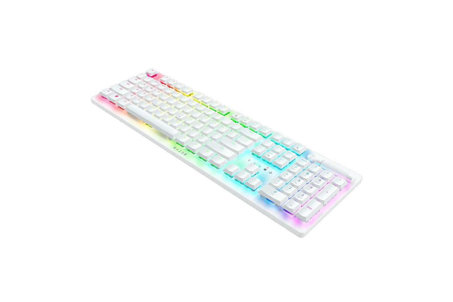 RAZER DEATHSTALKER V2 PRO - WIRELESS LOW PROFILE OPTICAL GAMING KEYBOARD (CLICKY PURPLE SWITCH) - WHITE EDITION