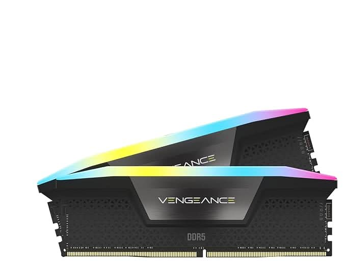 Corsair  VENGEANCE-CMH96GX5M2B6400C32- RGB DDR5 96GB (2x48GB) DDR5 6400 CL32-40-40-84 1.4V Std PMIC Intel XMP Memory - Black