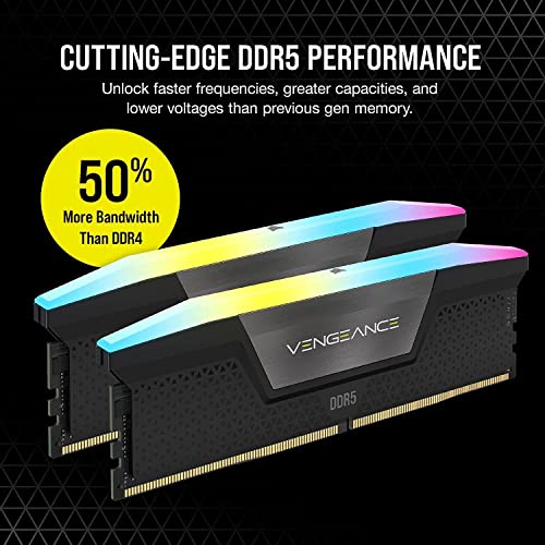 CORSAIR Vengeance RGB DDR5 RAM 64GB (2x32GB) 6400MHz CL32 CMH64GX5M2B6400C32