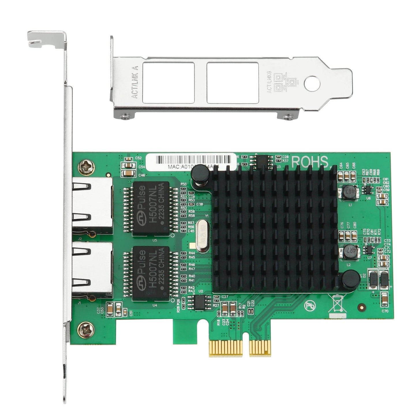 S-Tech PCIe Gigabit Ethernet Network Card – Dual Port RJ45 – Intel 82575