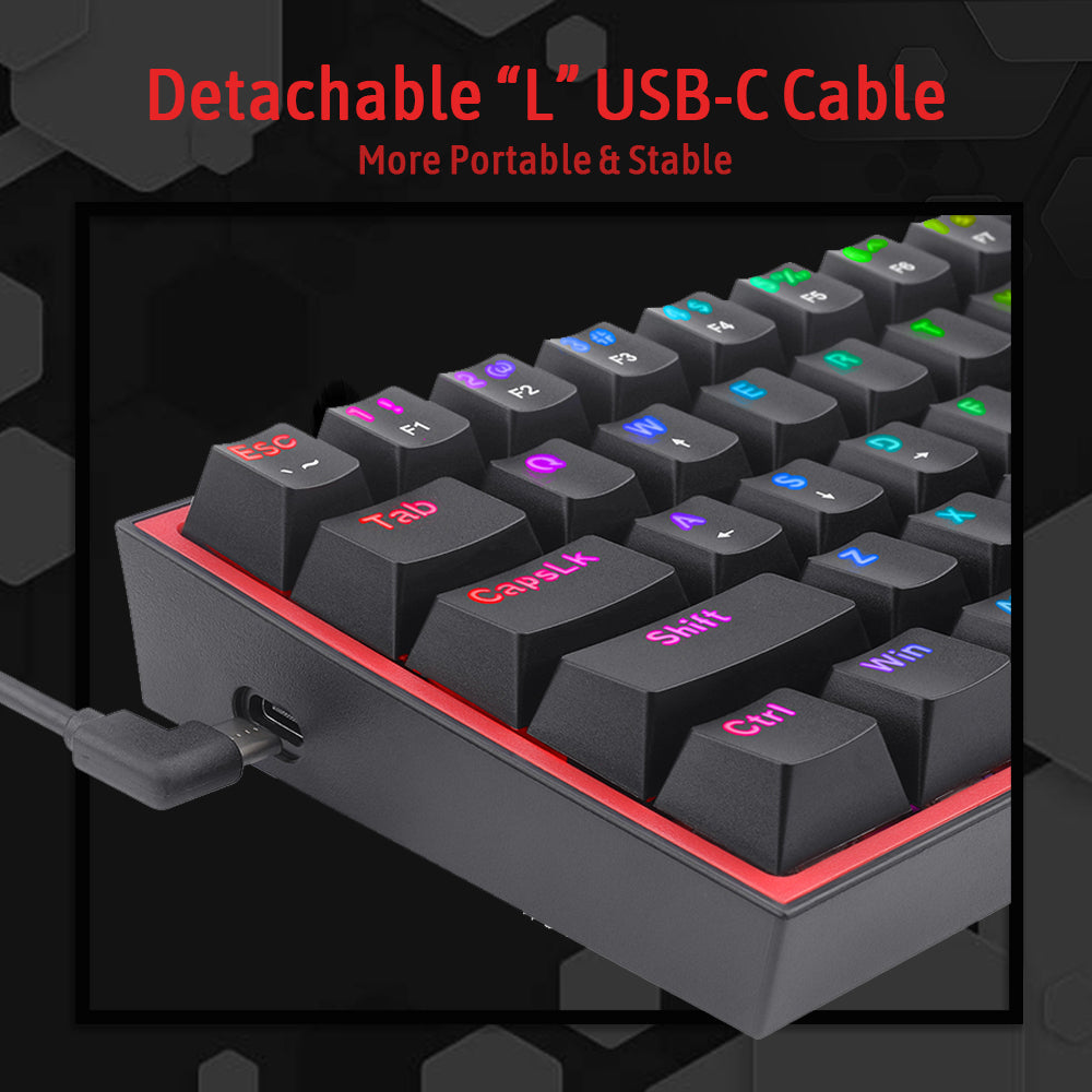 REDRAGON K617 FIZZ (BLACK) RGB RED SWICTH KEYBOARD BLACK