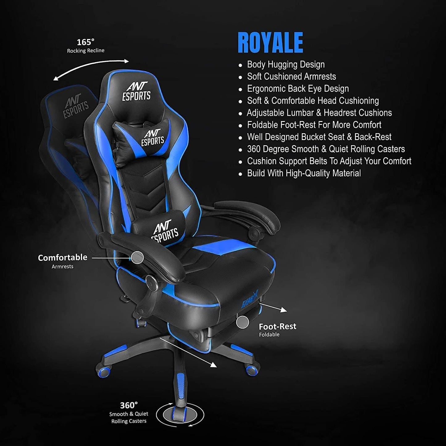 GAMING-CHAIR-ANT-ESPORTS-GAMEX-ROYALE-(BLUE-BLACK)