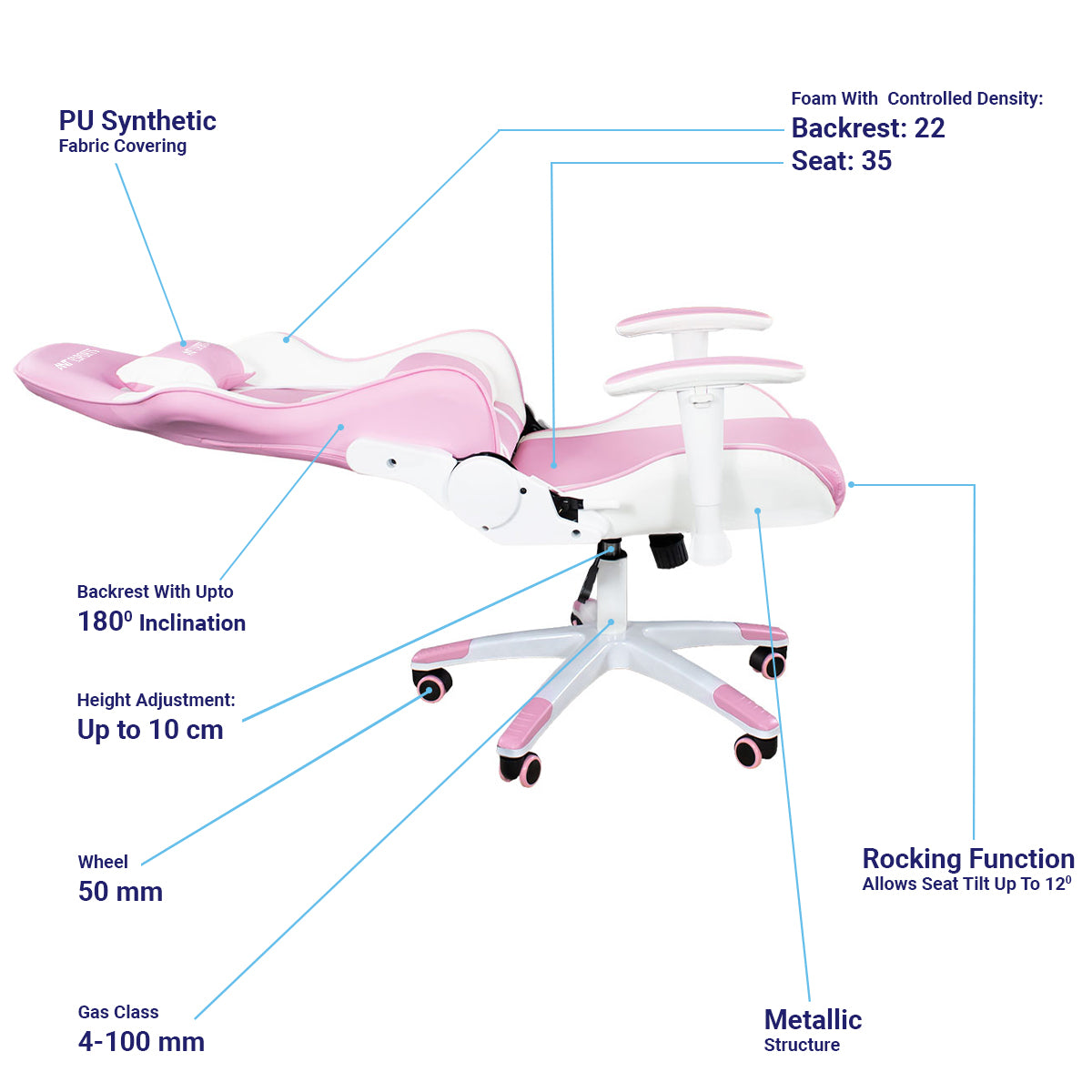 ANT ESPORTS CHAIR 9077 - WHITE & PINK