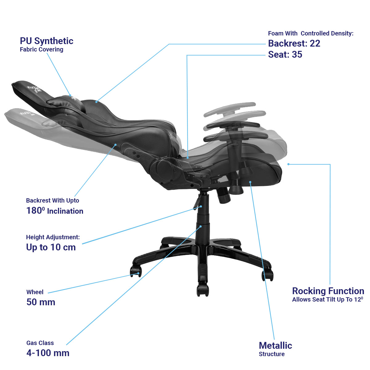 ANT ESPORTS CHAIR 9077 - FULL BLACK