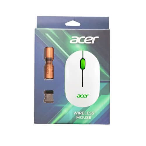 Acer White and Green Wireless Mouse