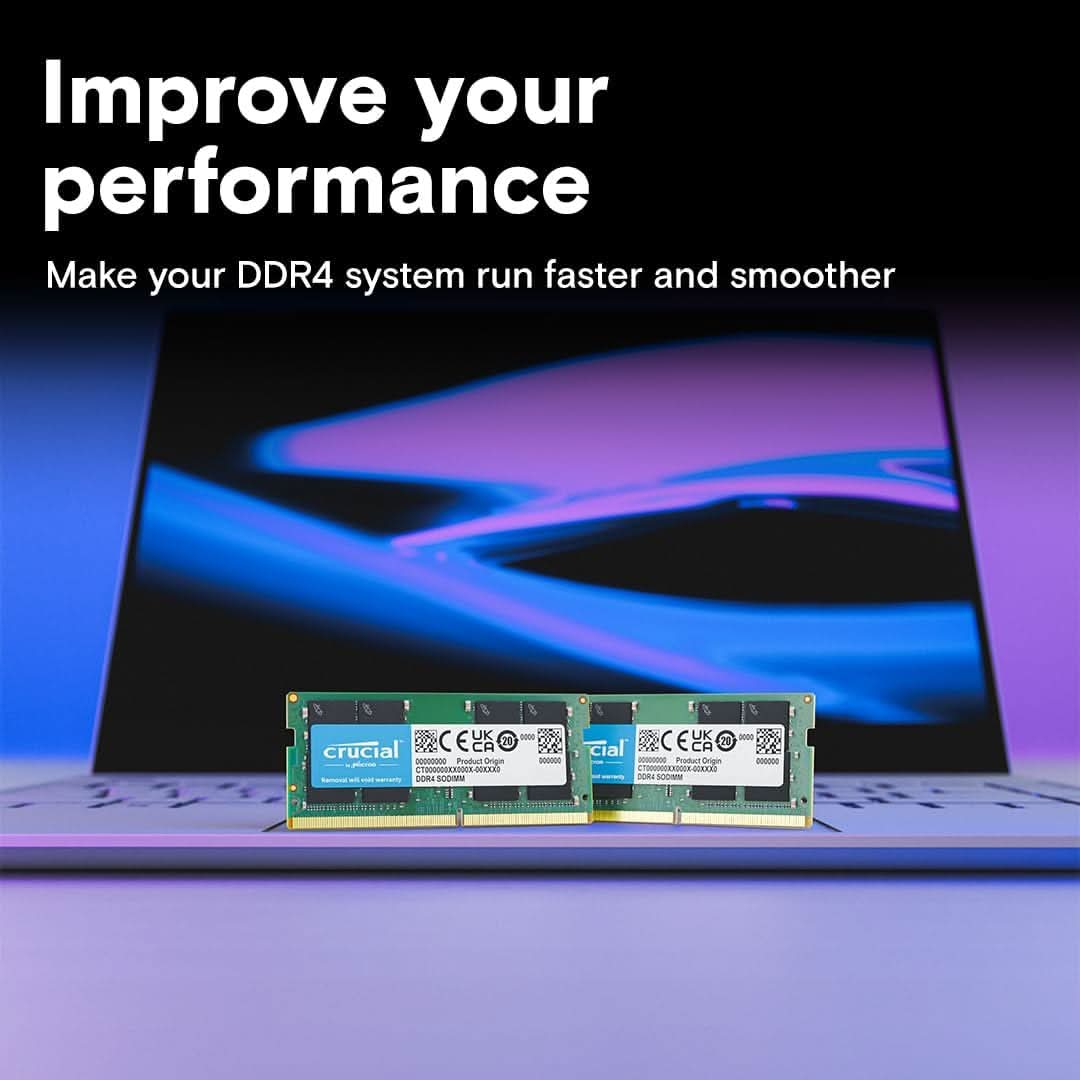CRUCIAL 32GB KIT (2X16GB) DDR4-3200 SODIMM CL22 (8GBIT/16GBIT) RAM CT2K16G4SFRA32A