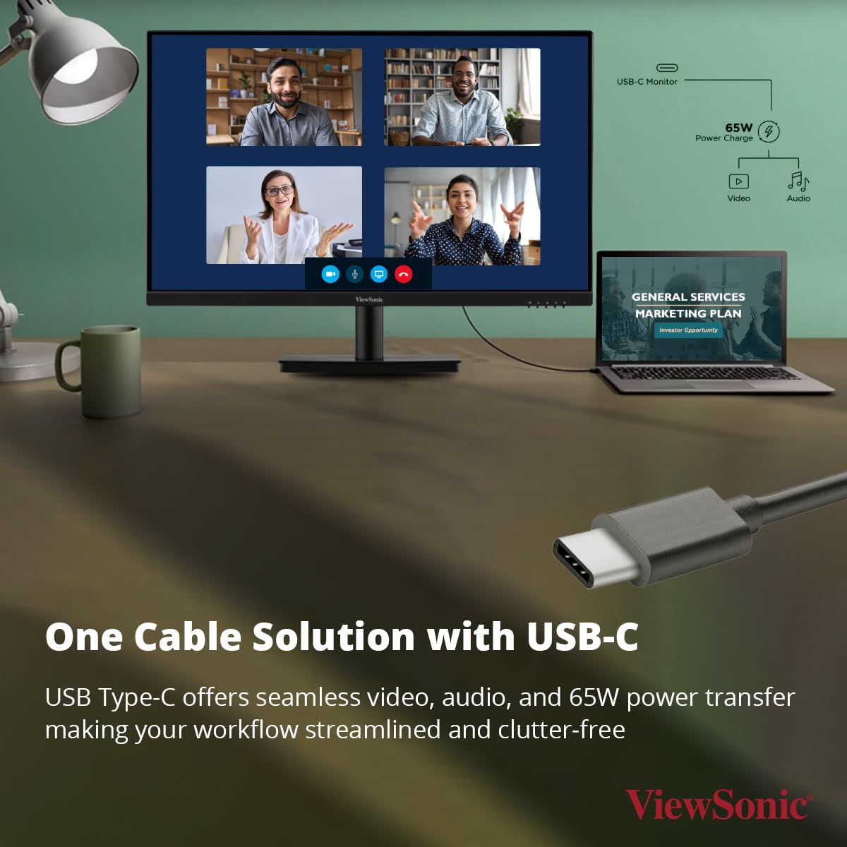 ViewSonic VA2709U-4K 68.58 Cm (27") SuperClear IPS 4k UHD Monitor | Single Cable Solution | 65W Laptop Charge Back | HDR10 | Eye ProTech | Dual Speaker HDMI | DP | USB-C