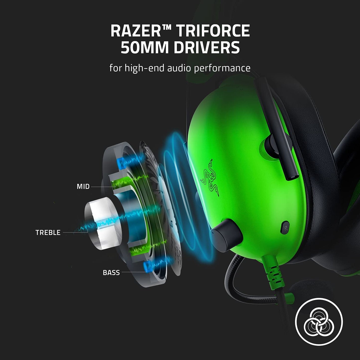 RAZER BLACKSHARK V2 X - WIRED GAMING HEADSET - GREEN