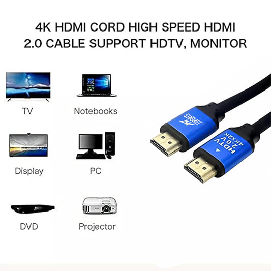 ANT ESPORTS AEH103 4K 2.0 HDMI CABLE WITH BLUE METAL CAP - 3 METERS I 24K GOLD-PLATED- (B0CQXHN99S)