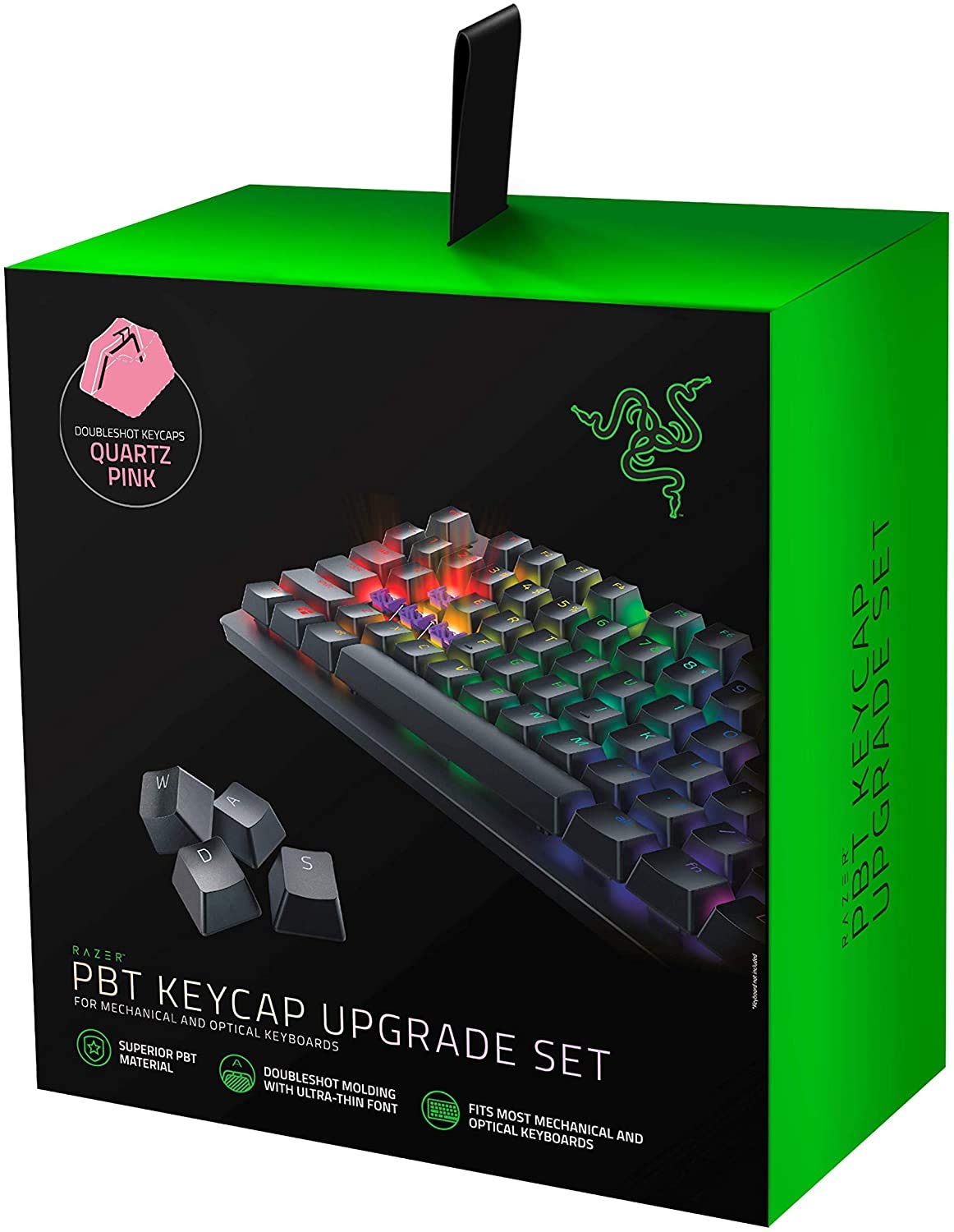 RAZER DOUBLESHOT PBT KEYCAP UPGRADE SET FOR MECHANICAL & OPTICAL KEYBOARDS: COMPATIBLE WITH STANDARD 104/105 US AND UK LAYOUTS - QUARTZ PINK - RC21-01490300-R3M1