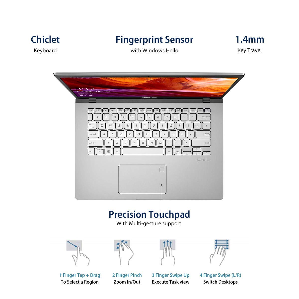 ASUS VIVOBOOK AMD RYZEN 3-3250U(4GB RAM/256GB SSD/WINDOWS 10 HOME+MS OFF H&S 2019+MCAFEE/INTEGRATED VEGA 3 GRAPHICS/15.6 INCHES FHD IPS/FP READER/1.9 KG/TRANSPARENT SILVER/1 YR.WARRANTY)M515DA-EJ312TS