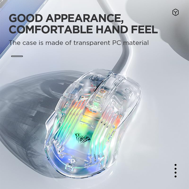 S80 TRANSPARENT RGB, 7200 DPI, 7 BUTTONS PC WIRED OPTICAL GAMING MOUSE (USB 2.0, TRANSPARENT WHITE)