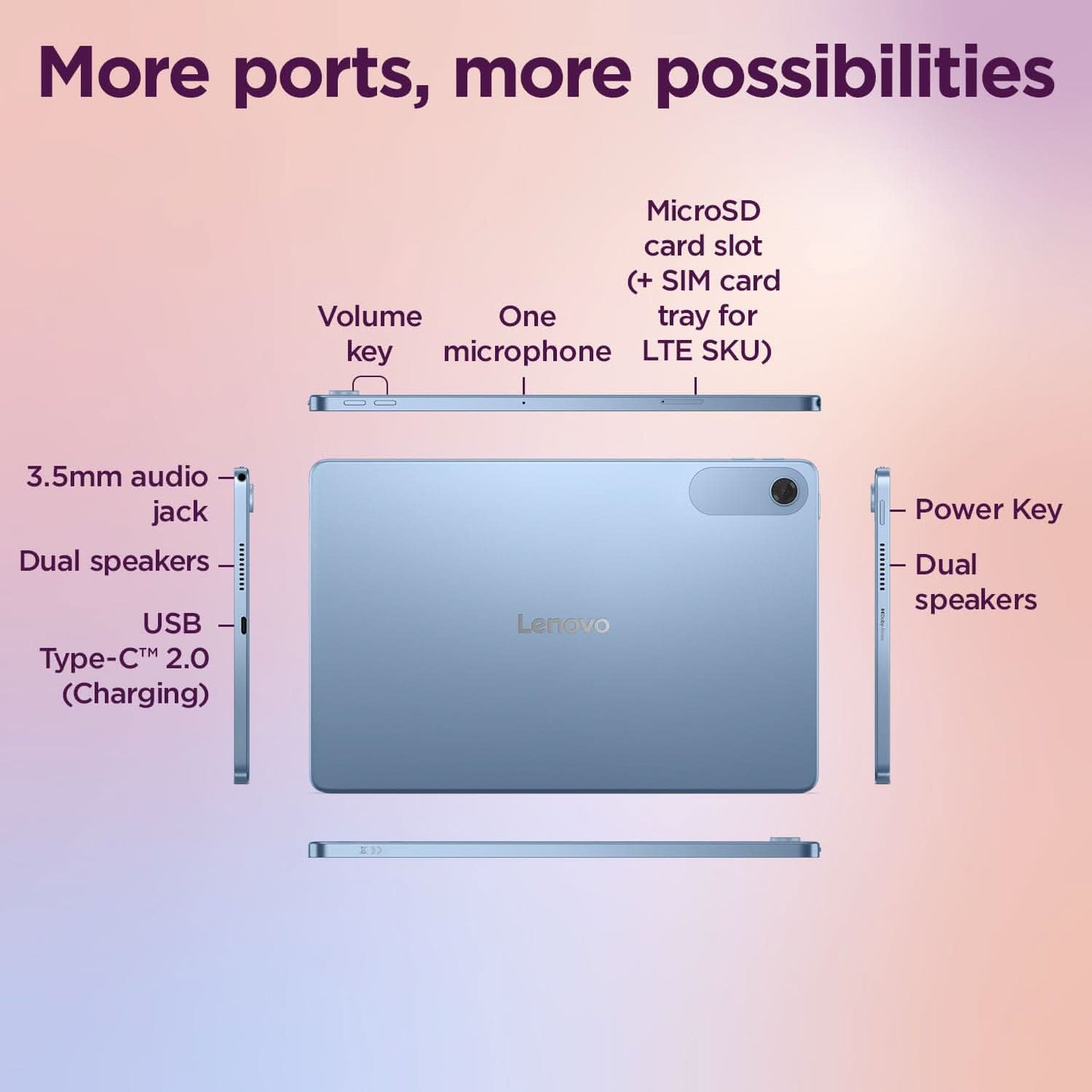 Lenovo MediaTek Helio G85 Octa Core, 4GB, 64GB, 4G calling and WiFi, 10.1 INCH ZAEJ0054IN