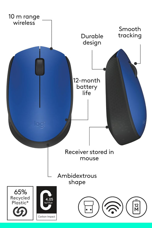 LOGITECH WIRELESS MOUSE M171 BLUE