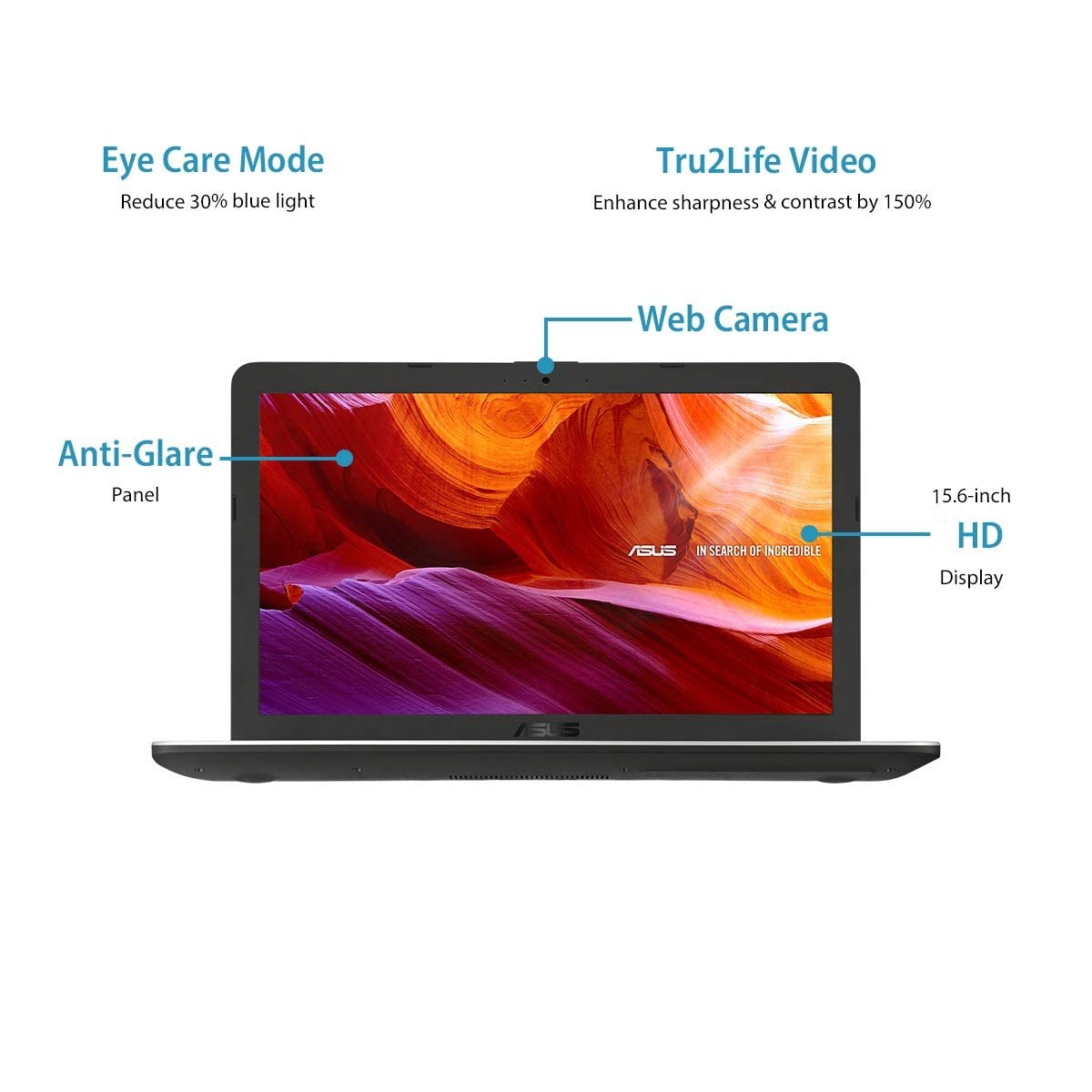 ASUS VIVOBOOK 15 INTEL CELERON N4020 DUAL CORE PROCESSOR 15.6 INCHES(39.6CM) HD LED LAPTOP (4GB RAM/256GB SSD/WINDOWS 10/UHD 600 GRAPHICS/1.9KG/TRANSPARENT SILVER, X543MA-GQ1358T)