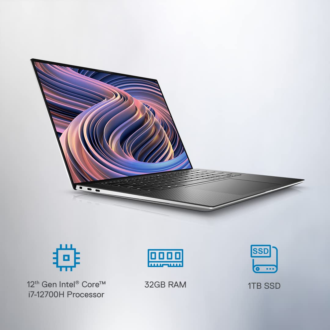 Dell New XPS 9520 Thin& Light Laptop, Intel i7-12700H, 32GB, 1TB SSD, NVIDIA RTX 3050 Ti (4GB GDDR6), 15.6" UHD+ AR InfinityEdge Touch 500 nits, Backlit KB, Platinum Silver, 2.01Kgs (D560071WIN9S)