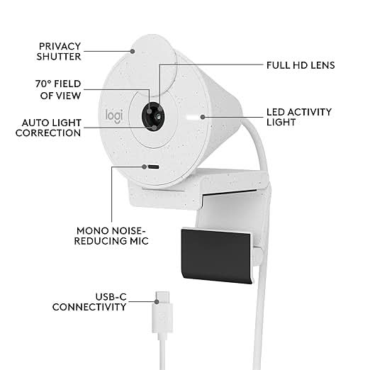 Logitech Brio 300 Full HD Webcam Off White