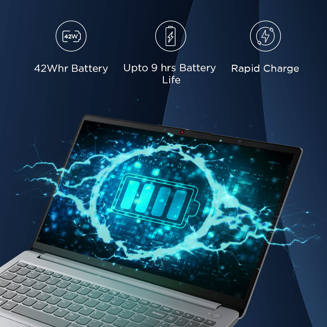 Lenovo IdeaPad Slim 3, Intel Core i3, 12th Gen, 8GB RAM, 512GB SSD, FHD, 15.6"/39.62cm, Windows 11, Office Home 2024, Arctic Grey, 1.63Kg, 82RK01ABIN, Intel UHD Graphics, 1Yr ADP Free Laptop