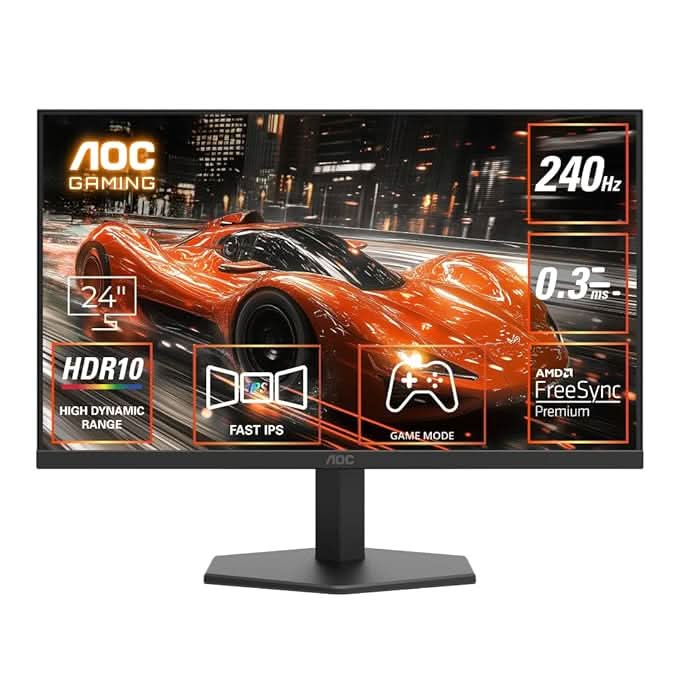 AOC 24G11ZE 23.8 FHD IPS Gaming Monitor - Black | 240Hz Refresh| 0.3ms