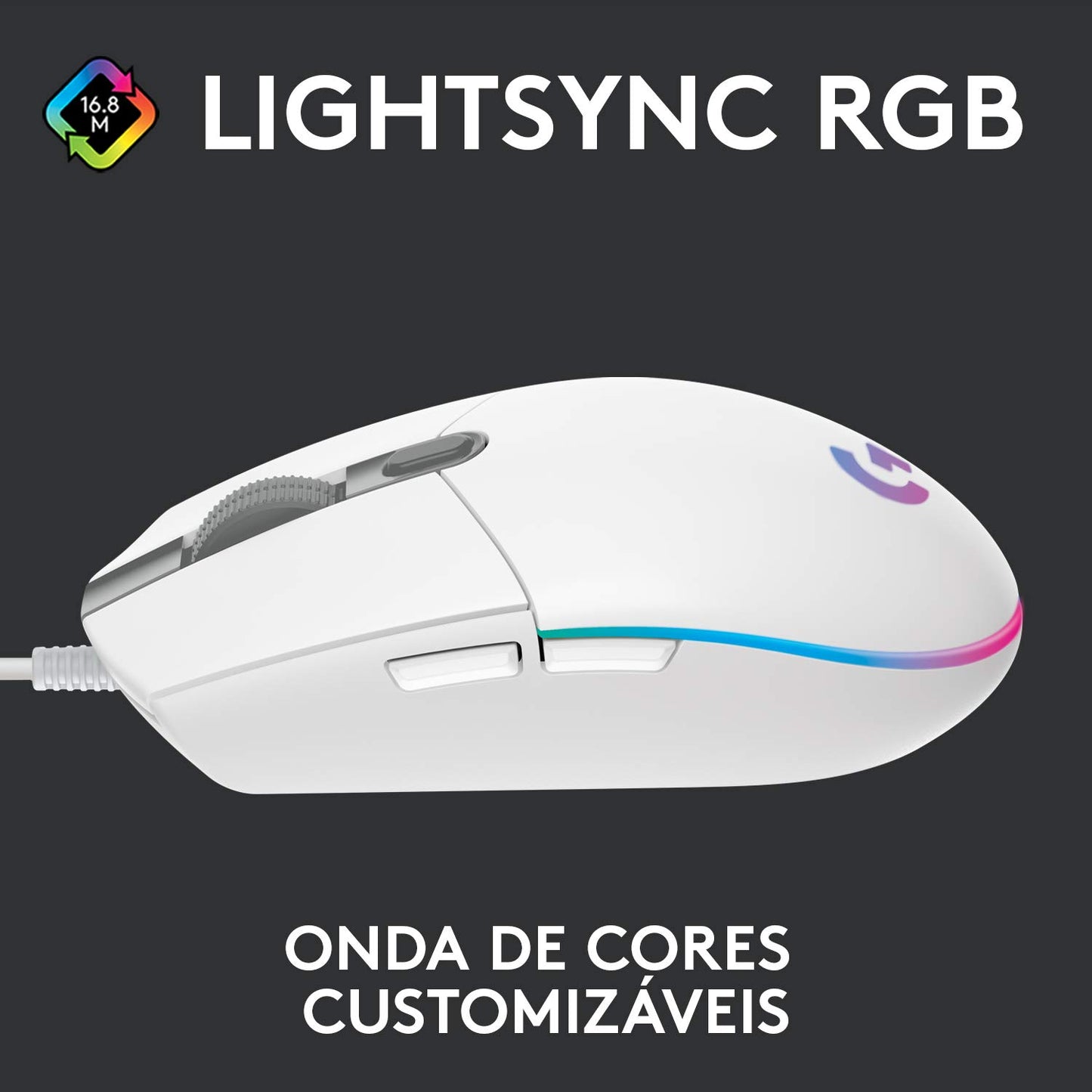 LOGITECH G203 LIGHTSYNC WIRED GAMING MOUSE WHITE