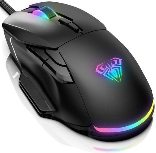 GAMING MOUSE, 12800 DPI RGB WIRED GAMING MOUSE GAMER FOR LAPTOP PC MAC,AULA F815