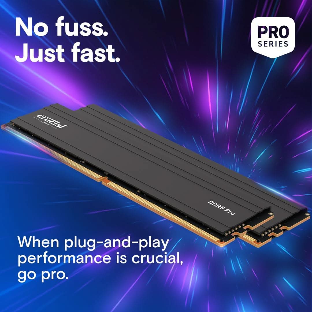 CRUCIAL PRO 48GB KIT (2X24GB) DDR5-6000 UDIMM CL48 (24GBIT) RAM CP2K24G60C48U5