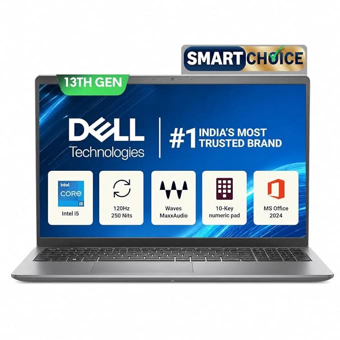 Dell 15 DC15250, i5-1334U, 16GB RAM, 1TB SSD, 15.6 inch FHD, Win 11, MS Office 2024, Silver, 1.62kg, Backlit Keyboard, Thin and Light Laptop