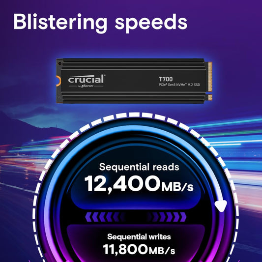 Crucial T700 2TB PCIe Gen5 NVMe M.2 SSD with heatsink CT2000T700SSD5