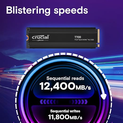 CRUCIAL T700 1TB PCIE GEN5 NVME M.2 SSD WITH HEATSINK CT1000T700SSD5