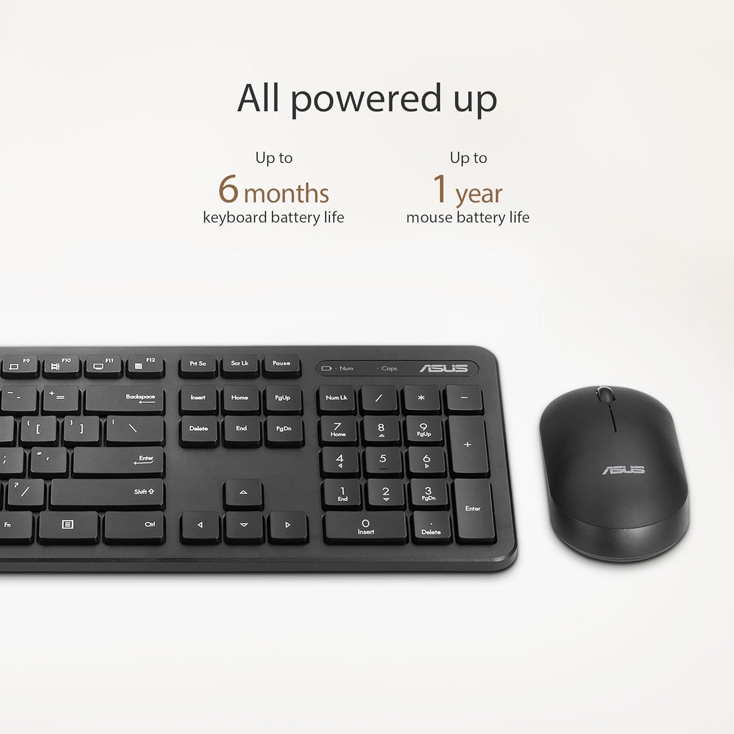 ASUS WIRELESS KEYBOARD AND SILENT OPTICAL MOUSE SET CW100 (BLACK)
