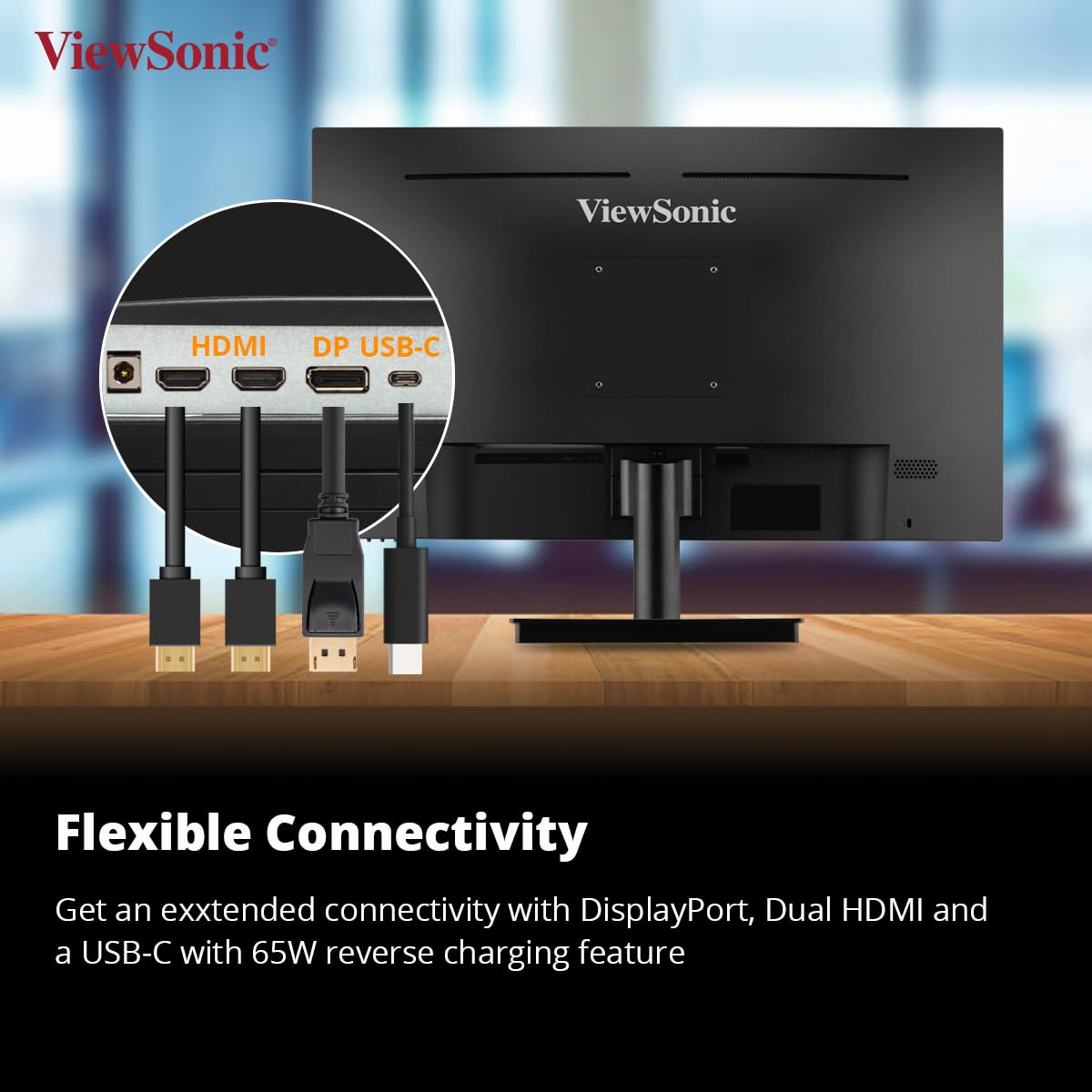 ViewSonic VA2709U-4K 68.58 Cm (27") SuperClear IPS 4k UHD Monitor | Single Cable Solution | 65W Laptop Charge Back | HDR10 | Eye ProTech | Dual Speaker HDMI | DP | USB-C