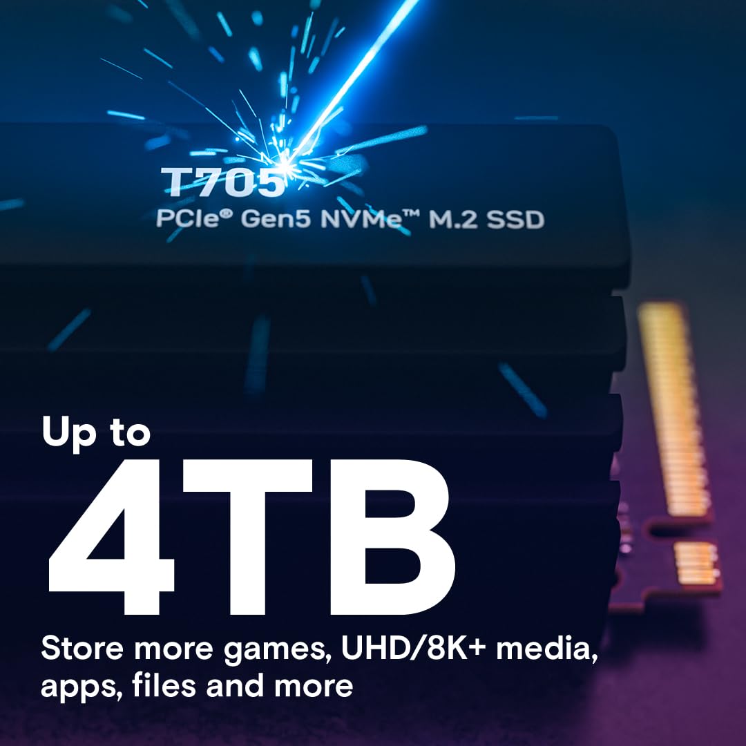 CRUCIAL T705 4TB PCIE GEN5 NVME M.2 SSD WITH HEATSINK CT4000T705SSD5