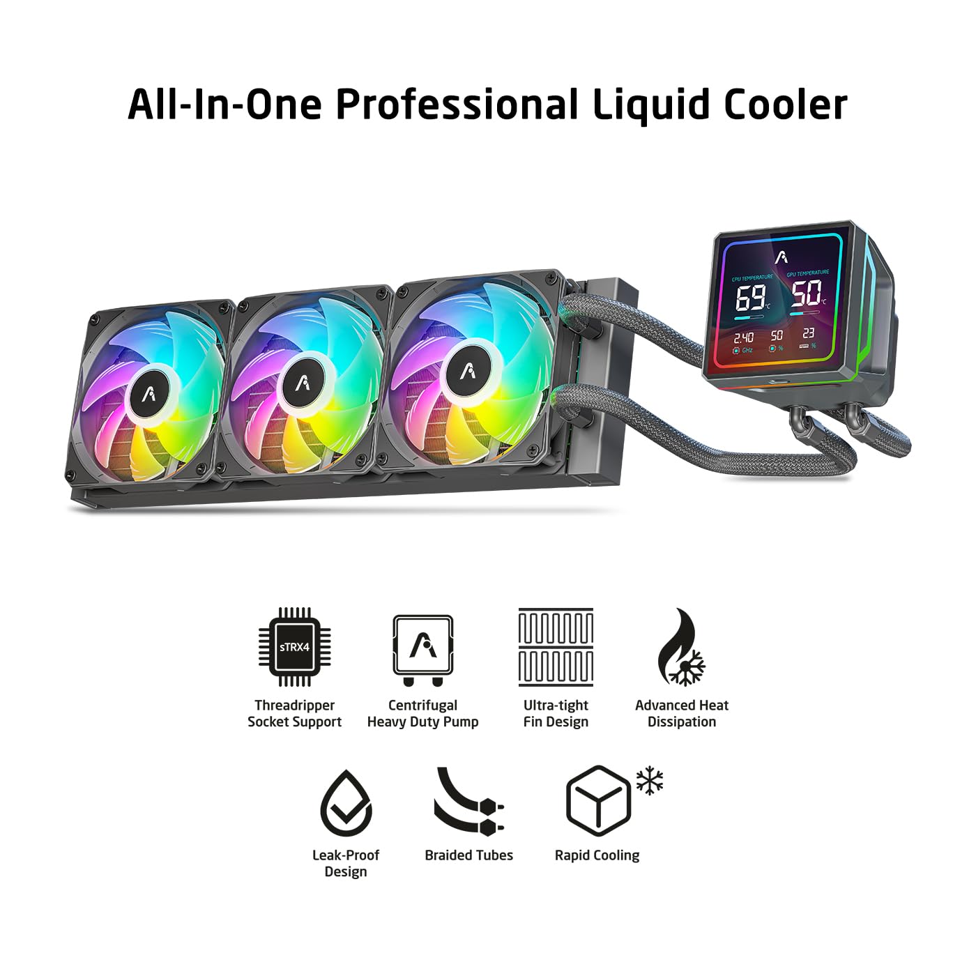 PROLAB AI360 LCD AIO LIQUID COOLER ARGB BLACK