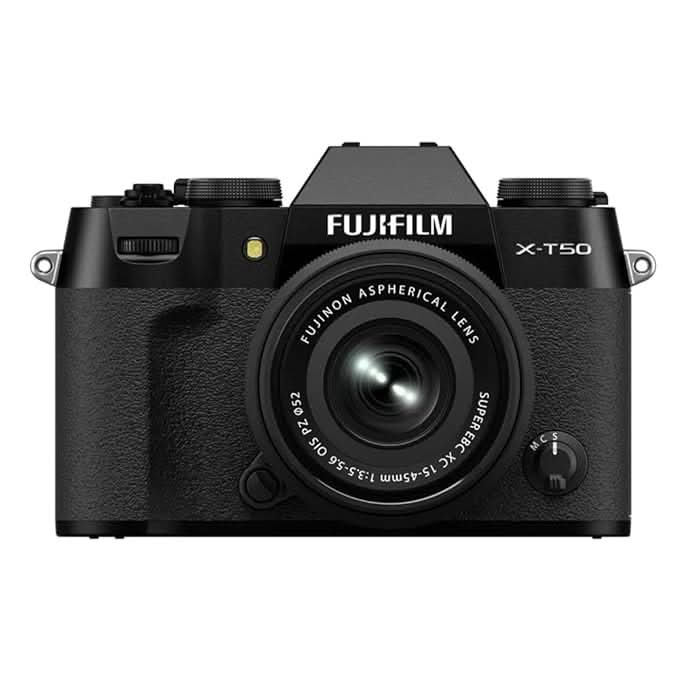FUJIFILM X-T50 40 MP APS-C X-TRANS SENSOR|RETRO STYLE MIRRORLESS CAMERA|4K/6.2K VLOGGING|HIGH SPEED RECORDING FHD 240FPS|ADVANCE AF WITH 15-45MM OPTICAL ZOOM LENS F/3.5-5.6 - BLACK