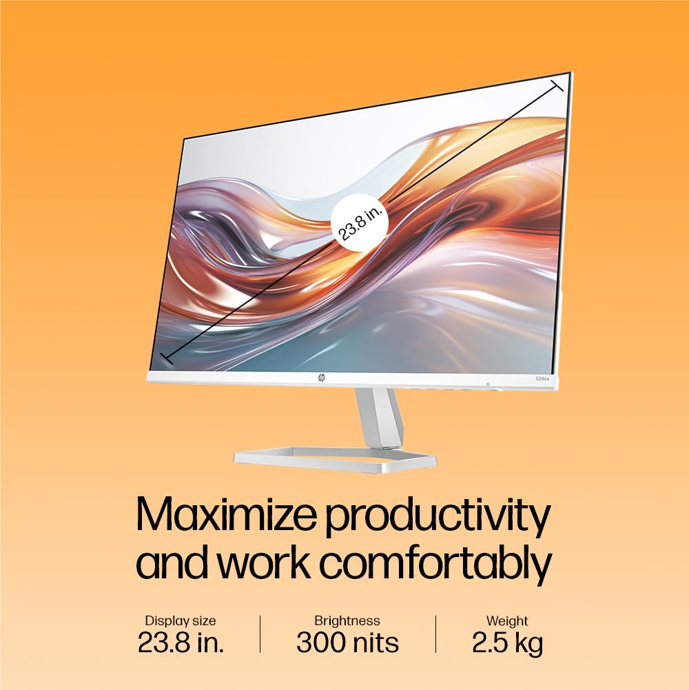 HP SERIES 5 23.8 INCH FHD MONITOR WITH SPEAKERS - 524SA, 23.8 INCH(60.5CM),FHD(1920 X 1080),300 NITS,INTEGRATED SPEAKERS, EYS EASE,ANTI-GLARE,2.58KG