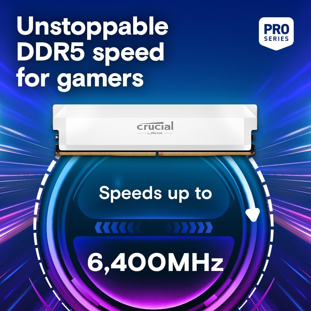 Crucial Pro OC 16GB DDR5-6400 UDIMM CL38 White CP16G64C38U5W