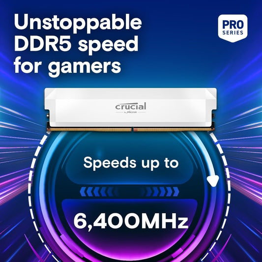 Crucial Pro OC 16GB DDR5-6400 UDIMM CL38 White CP16G64C38U5W