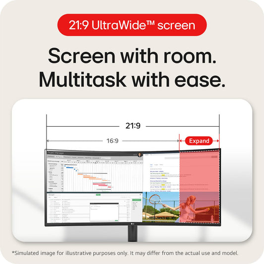 LG 34 Inches Curved Ultra Wide WQHD Monitor, Black- 34WR50QK