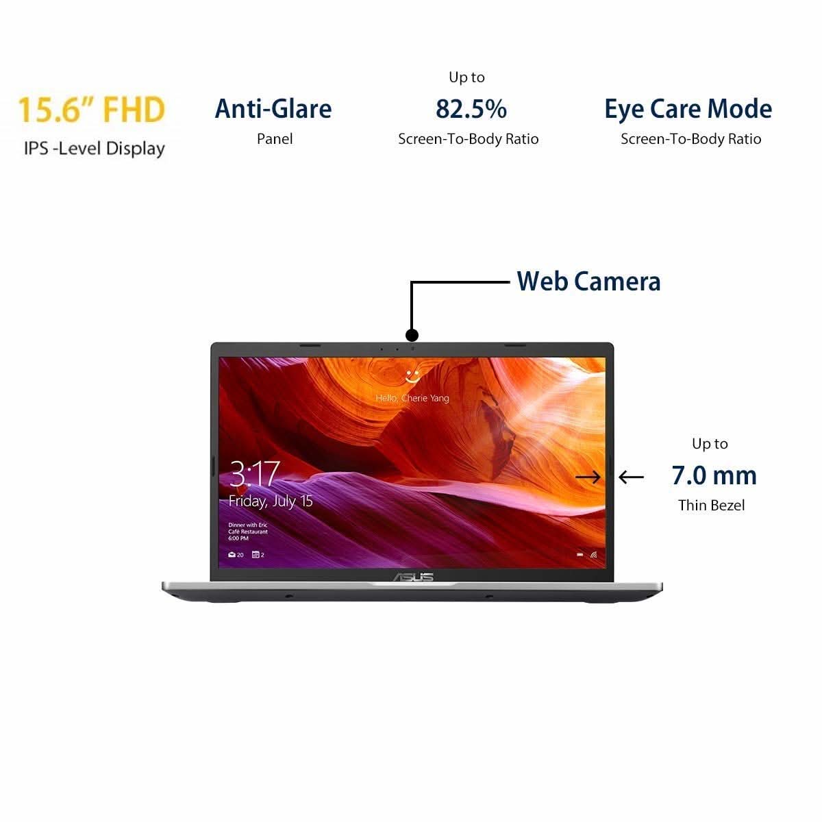 ASUS VivoBook 15 AMD Quad Core AMD Ryzen 5-3500U 15.6 inches FHDIPS Laptop (8GB RAM/1 TB HDD/Windows 10/MS Office H&S 2019/1 Yr. McAfee/Integrated Vega 8 Graphics/FP Reader/1.75kg/Silver/1 Yr.)M515DA-BQ502TS