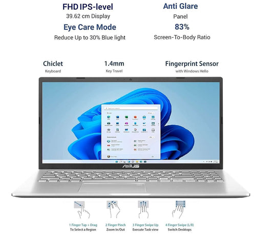 ASUS VivoBook 15 AMD Ryzen 3 3250U-15.6-inch FHD IPS Thin and Light Laptop (8GB/512GB NVMe SSD/Integrated Radeon Graphics/Windows 11/MS Office H&S 2021/1 Yr. McAfee/Silver/1.80kg), M515DA-BQ332WS