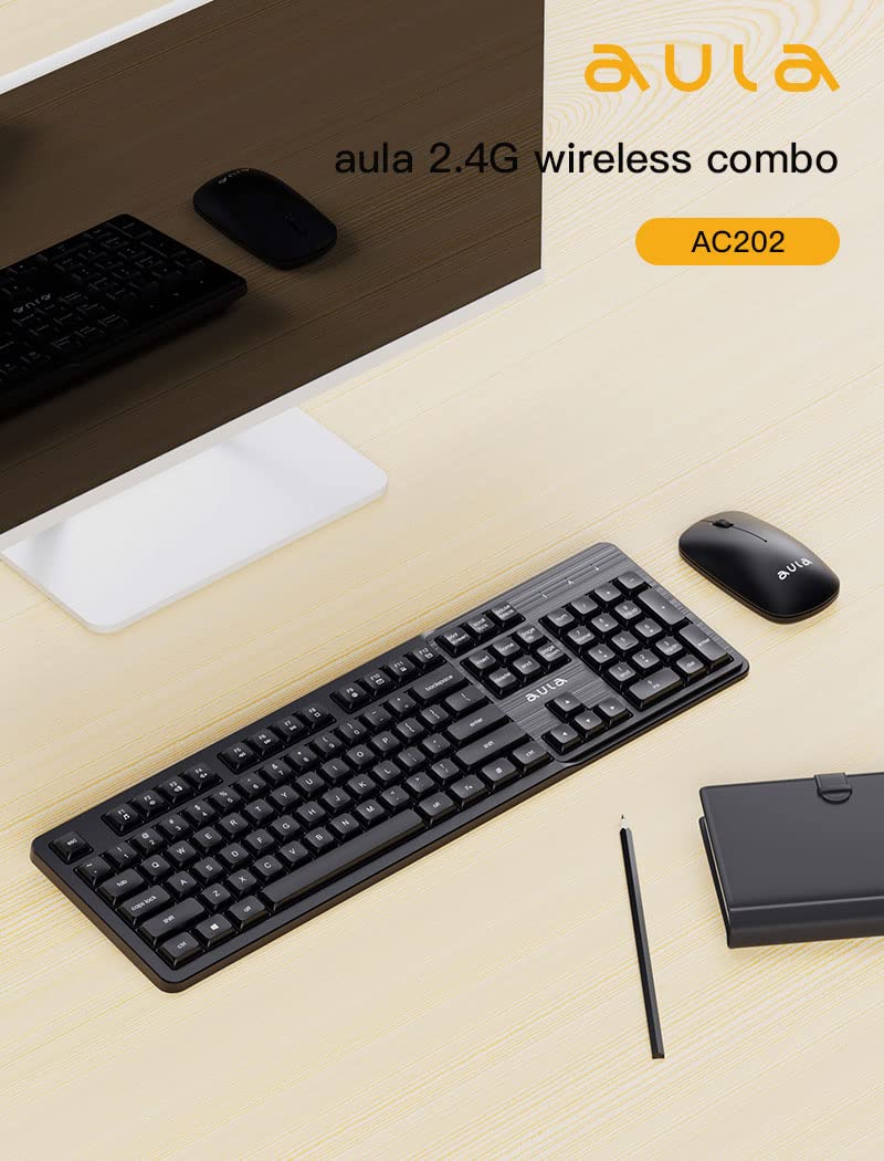 WIRELESS KEYBOARD & MOUSE COMBO,AC202B, BLACK