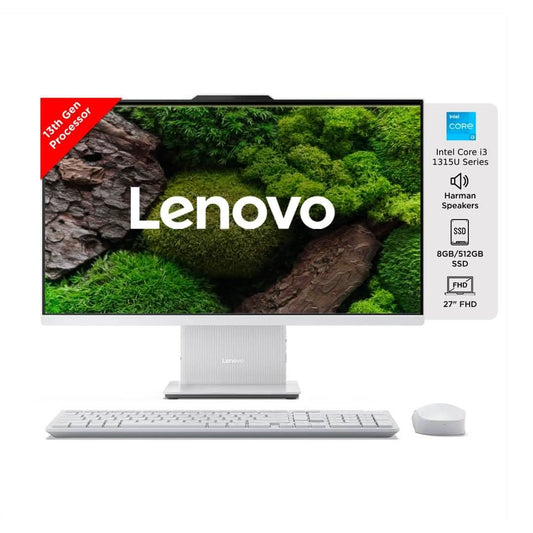 LENOVO IDEACENTRE AIO 13TH GEN CORE I3-1315U 27 INCH FHD IPS (8GB RAM/512GB SSD/WINDOWS11/MS OFFICE 2021/3WX2 HARMAN SPEAKERS/ALEXA BUILT-IN/WIRELESS KEYBOARD & MOUSE, GREY), F0HM00G4IN ALL-IN-ONE DESKTOP